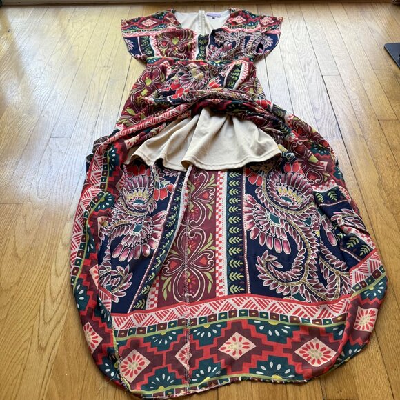 Harper Size M Multicolor Paisley & Floral Print Boho V-Neck Maxi Dress - Picture 15 of 16